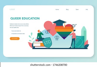 Sexual Education Web Banner Or Landing Page. Sexual Health Lesson For Young People. Contraception And Reproduction System. Sexuality And Gender. Isolated Vector Illustration