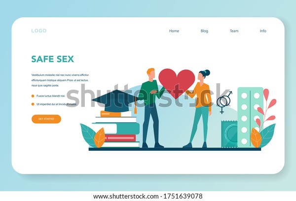 Sexual Education Web Banner Landing Page Stock Vector Royalty Free