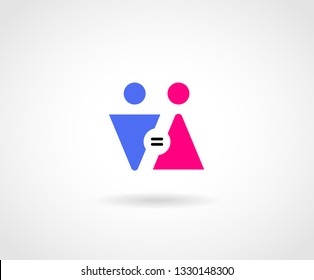 Sexual Equality Design Concept. Male And Female Equality Vector Icon.