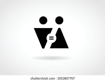 Sexual Equality Design Concept. Male And Female Equality Black Vector Icon.