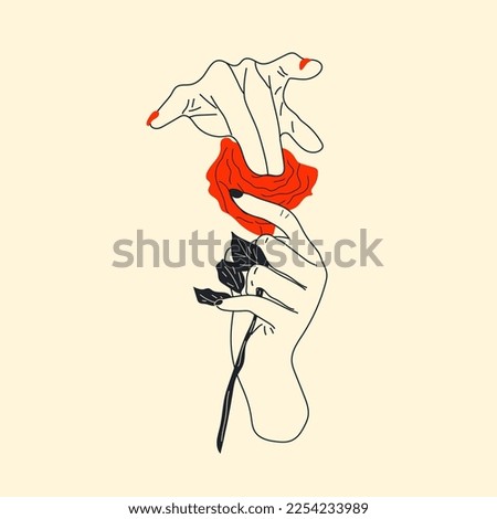 Sexual hand gesture - Hand and rose simulating intercourse and sex. 