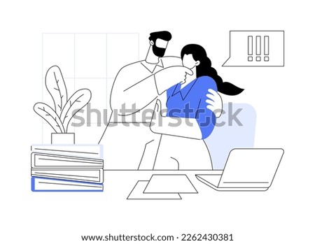 Sexual harassment abstract concept vector illustration. sexual bullying, abnormal labor relationship, abuse and assault, harassment relationships, online social interactions abstract metaphor.