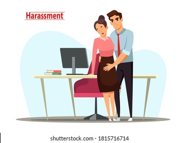 Sexual Harassment Abuse Office Illustration Man Stock Vector (Royalty ...