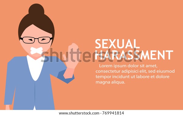 Sexual Harassment Poster Sad Young Girl Stock Vector Royalty Free 
