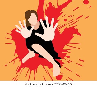 Acoso sexual, concepto de violación, mano masculina tratan de acosar a las mujeres, detener el acoso y el abuso, violencia sexual ilustración vectorial plana