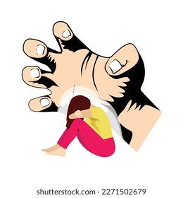 Sexuelle Belästigung, Vergewaltigungskonzept, Händchen versuchen, Frauen zu belästigen, Belästigung und Missbrauch zu beenden, sexuelle Gewalt flach Vektorgrafik