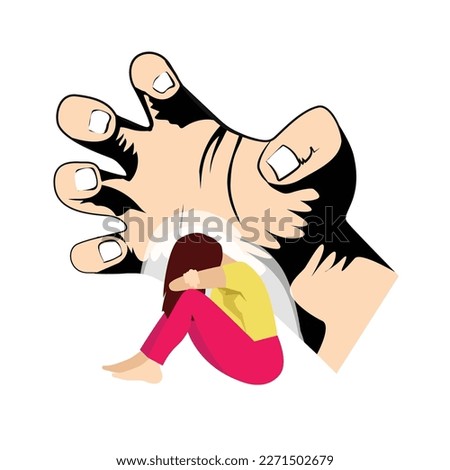 Sexual harassment, rape concept, man hands try to harass women, stop harassment and abuse, sexual violence flat vector illustration