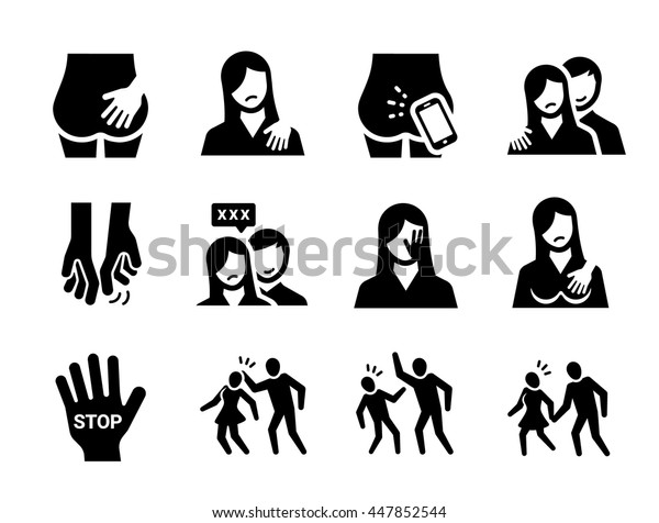 Sexual Harassment Vector Icon Set Stock Vector Royalty Free 447852544