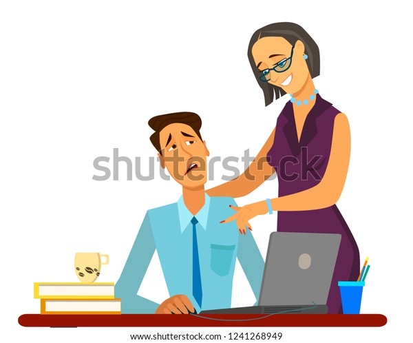 Sexual Harassment Work Vector Illustration Cartoon Stock