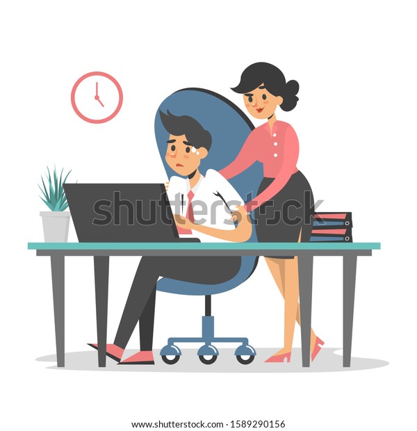 Sexual Harassment Work Vector Isolated Woman Stock Vector Royalty Free 