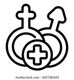 Sexual Health Icon Outline Vector. Couple Fertility. Birth Control