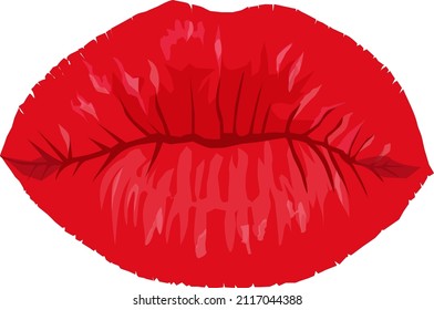Macrometría de los labios calientes sexuales. Ilustración vectorial aislada en fondo blanco