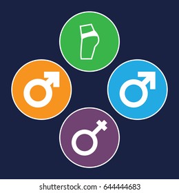 Sexual icons set. set of 4 sexual filled icons such as male, man symbol