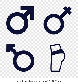 Sexual icons set. set of 4 sexual filled icons such as male, woman