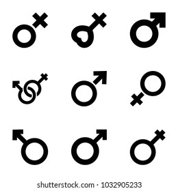 Sexual icons. set of 9 editable filled sexual icons such as man symbol, male, woman, male and female, woman symbol