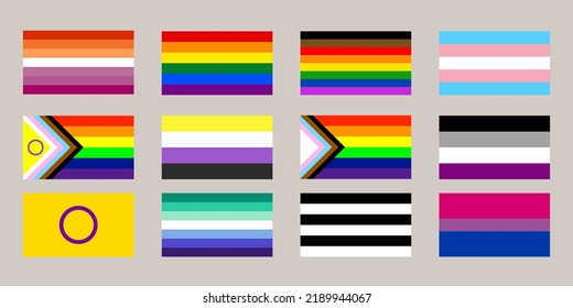 Sexual Identity Pride Flags Set Lgbt Stock Vector Royalty Free