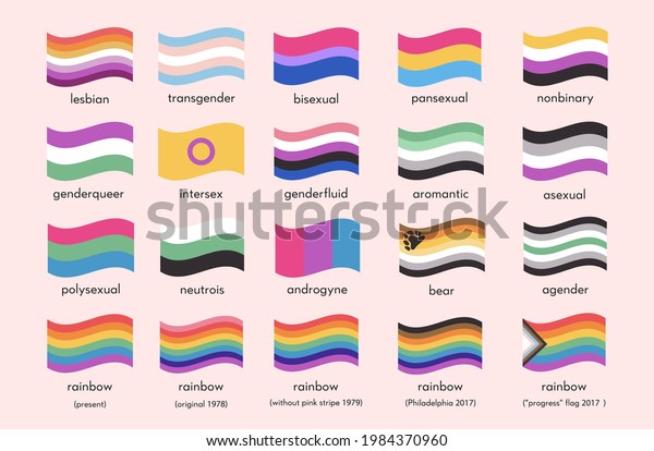 Sexual Identity Pride Flags Set Lgbt Stock Vector Royalty Free 1984370960