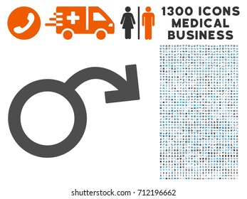 Sexual Impotence grey vector icon with 1300 doctor business pictographs. Clipart style is flat bicolor light blue and gray pictograms.