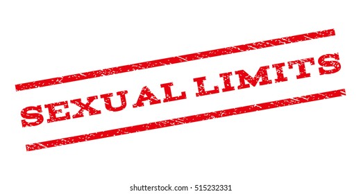 Sexual Limits watermark stamp. Text caption between parallel lines with grunge design style. Rubber seal stamp with scratched texture. Vector red color ink imprint on a white background.