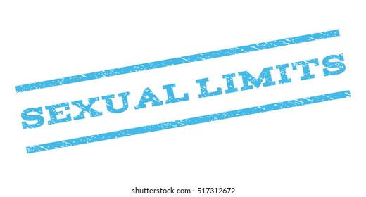 Sexual Limits watermark stamp. Text caption between parallel lines with grunge design style. Rubber seal stamp with unclean texture. Vector light blue color ink imprint on a white background.