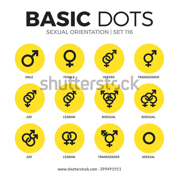 Sexual Orientation Flat Icons Set Male Stock Vector