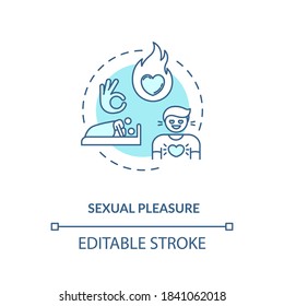 Sexual Pleasure Concept Icon. Physical Attraction, Body Sensations. Sex Education, Reproduction Idea Thin Line Illustration. Vector Isolated Outline RGB Color Drawing. Editable Stroke