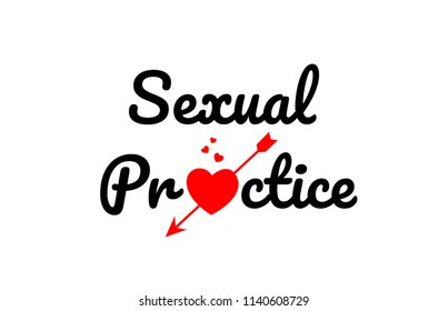 sexual practice word text with red broken heart with arrow concept, suitable for logo or typography design