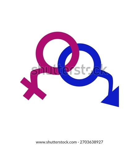 Sexual problems logo on white. Impotence red and blue icon. Urology dysfunction symbol. Medicine and health background. Medical pattern.