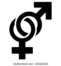 Sexual Symbols vector icon. Style is flat symbol, black color, rounded angles, white background.