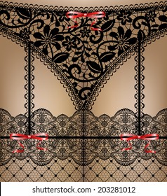 Sexual woman black lace lingerie. Vector illustration