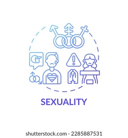 Sexuality blue gradient concept icon. LGBTQ people discrimination. Sexual orientation. Social prejudice. Religious issues idea thin line illustration. Vector isolated outline RGB color drawing