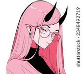 Sexy anime devil girl vector, art, and illustration