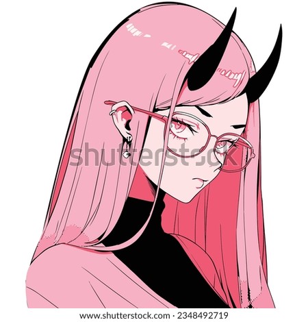 Sexy anime devil girl vector, art, and illustration