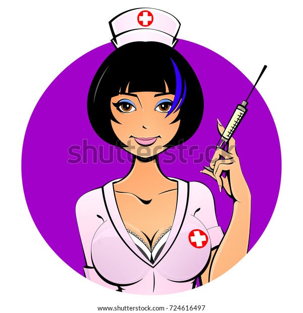 Sexy Asian Nurse Syringe Shot Avatar Stock Vector Royalty Free 724616497