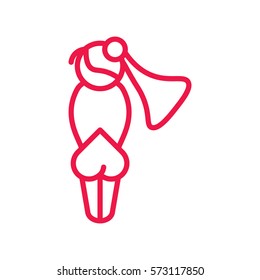 sexy ass thin line red icon on white background, happy valentine day