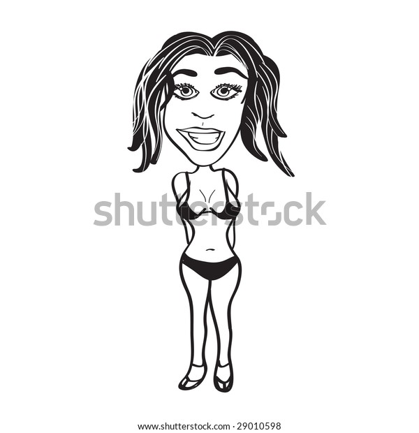 Sexy Beach Babe Cartoon Black White Vector De Stock Libre De Regalías 29010598 Shutterstock 3207