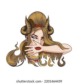 Sexy Beautiful Devil Illustration Vector Templ…