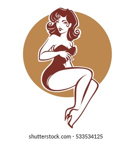 sexy and beauty retro pinup girl for your logo or label design