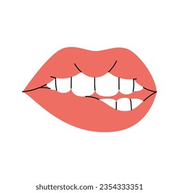 Sexy biting lips. Vector illustration.
