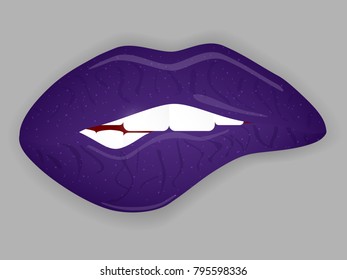 Sexy biting lips. Vector illustration.