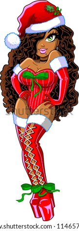 Download Sexy Black African American Christmas Girl Stock Vector ...