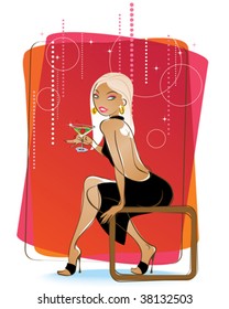 Sexy blond with a martini