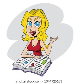 Sexy blonde reading a book