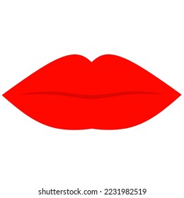 Sexy blush rote Lippen, Vektorgrafik auf weißem Hintergrund. Frau Lippen küssen Stempel. Perfekt für Liebeslogos, Hochzeitskarten und Banner.