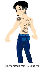 sexy boy with tattoo
