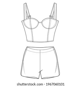 bustier sexy con pantalones cortos