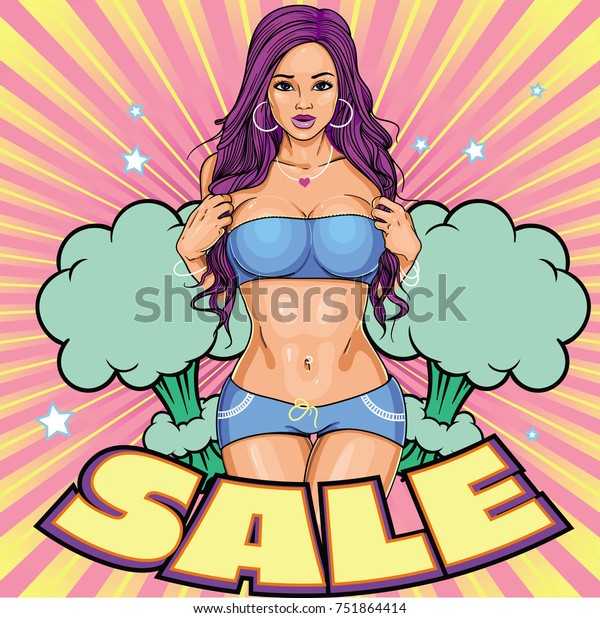 Sexy Cartoon Girl Dressed Top Shorts Stock Vector (Royalty Free) 751864414