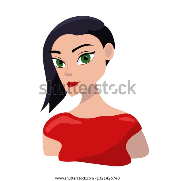 Sexy Cartoon Girl Portrait Red Lips Stock Vector Royalty Free