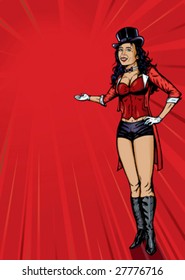 Sexy Circus announcer with background