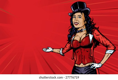 Sexy Circus announcer with background